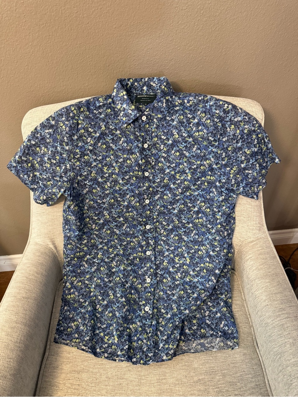 Rodd & Gunn Navy Blue Floral Short-Sleeve Button-Down Shirt
